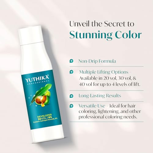 Image of Yuthika Professional Hair Color Developer Cream 30 Volume (9%) - 500 ml | Salon Grade Formula | Smooth & Even Application | Consistent Color Results