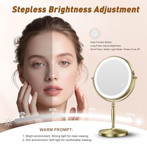 Espejo para maquillaje con luz y aumento 10X 8 pulgadas miniatura 5