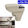 Car Center Console Armrest Box Compatible with Kia Rio 2 2006 2007 2008 2009 2010 2011 2011 Leather Automotive Armrests Storage Box(Beige)