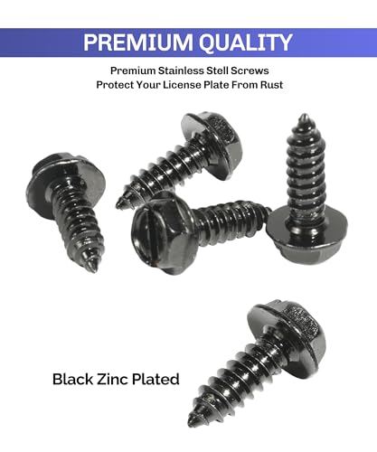 bylikeho License Plate Screws,Car Accessories Automotive Exterior Accessories Black License Plate Screws License Plate Bolts Kit,License Plate Fasteners with Nylon Screw Inserts,Fits Cars,SUVs,Trucks - Thumbnail 3