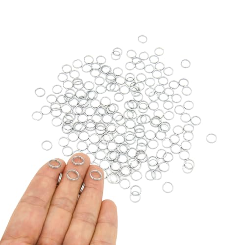200pcs 8mm Mini Split Jump Ring with Double Loops Small Round Metal Silver Key Rings Connectors for Making Handwork Charms Pendants Key Chains Ornaments DIY Crafts Accessories