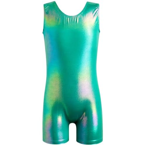 HOZIY Girls Gymnastics Leotards for Kids Tumbling Outfits Biketard Sparkle Adorable Pattern 11-12 Years A-green