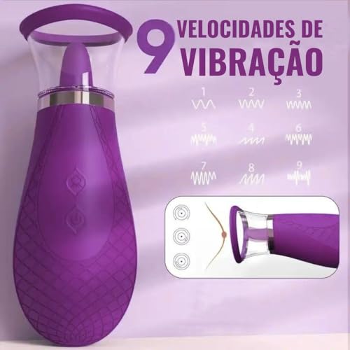 Pistil S-hande Roxo Sugador de Clitóris com Linguinha 6 Modos de Sucção com Estímulo de Língua