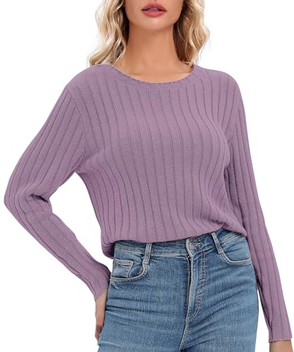 Image of Urban CoCo Women's Lightweight Crewneck Pullover Sweaters Long Sleeve Fall Knitted Sweater Tops