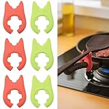 Capiant 6 Pack Silicone Pot Clip Spoon Rest - Adjustable Utensil Holder with Drip-Free Design for Spoons, Spatulas, Non-Slip Clip for Pots, Pans, Stove Organizer