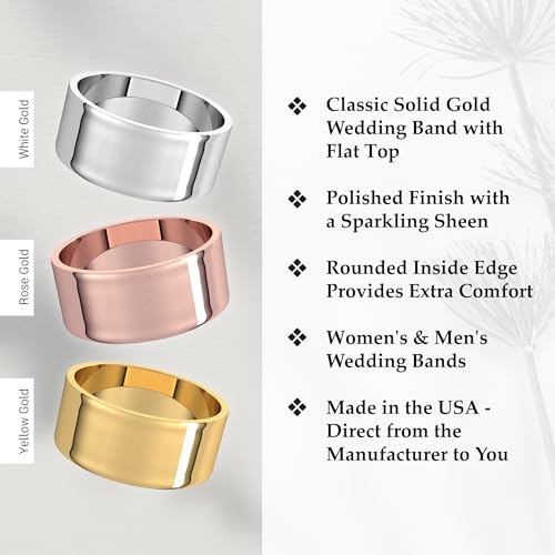 8mm Solid Gold Wedding Band, Yellow or White Gold Ring, Comfort Fit 10k or 14k Womens and Mens Wedding Band3