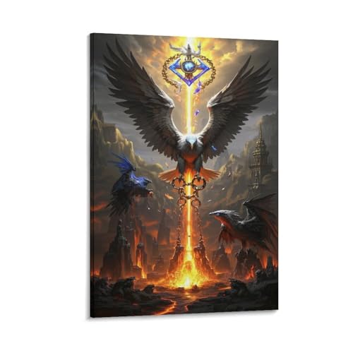 Tableau murale aigle blanc 30x45cm en toile imperméable relief 3D