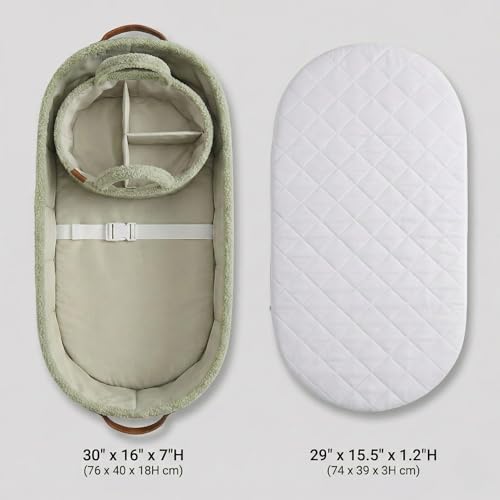 Image of PeraBella Baby Changing Basket for Dresser Top, Baby Moses Basket for Newborn, Portable Diaper Changing Pad Table Topper for Dresser, Includes Diaper Caddy Organizer with Handle, Moses Bassinet Mat