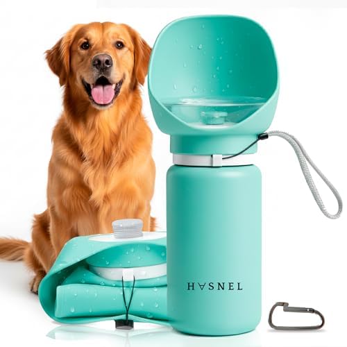 Botella de Agua para Perros Plegable 550ml, Bebedero Portátil Perro, Botella de Agua para Perro Paseo, Ideal Viajes, Antigoteo y Resistente Caídas