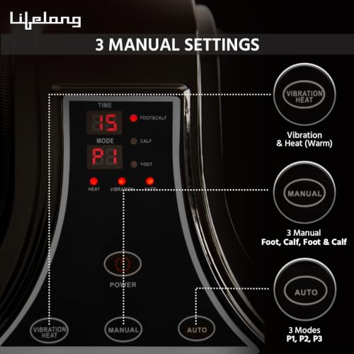 Image of Lifelong Calf, Foot and Leg Massager Machine for Home - Pain Relief Massage for Legs - Heat + 4 Vibration Motors - Rolling, Kneading, and Shiatsu - Improve Blood Circulation, 80W (LLM100)