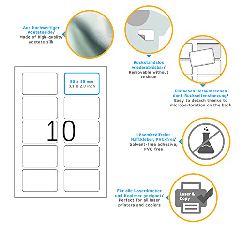 Herma Flexible Self Adhesive Name Badge Labels, 10 Labels Per A4 Sheet, 250 Labels For Laser Printers, 80 X 50 Mm (4412) #TOP4