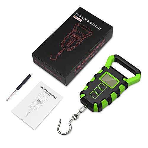 Keekit Digital Fishing Scale With Ruler, 110Lb/50Kg Electronic Digital Luggage Scale, Waterproof Fishing Postal Hanging Hook Scale With Measuring Tape, Backlit Lcd Display (Batteries Included) - Green #TOP7