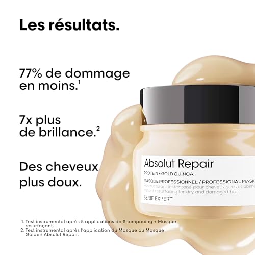 'Oréal Professionnel Routines Absolut Repair Cheveux Secs & Abîmés Shampoing Réparateur Masque Restructurant Huile 10 en 1 Répare Instantanément Protège & Nourrit la Fibre Série Expert - vue 3