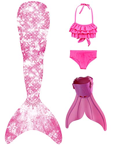 SPEEDEVE Cola de Sirena con Bikini para Niñas Disfraz de Cosplay con Estampado Animal