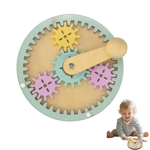 Montessori Wooden Colorful Busy Board DIY Hand Crank Gear Accessory -Toys for Toddler's Early Education- Sensory Board Materials for Kids-Activity Fidget Parts for Fine Mortor Skills