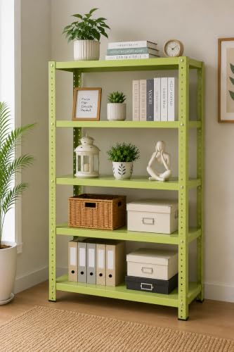 Image of Modern Metal Storage Rack Shelf for Home Decor, Living Room Office Multi-Purpose Organizer,Plant Stand & Display Rack 4 /5 /6 Shelf Optionbin (Pista, Large 60H-24L-12W INCH 5 shelf)