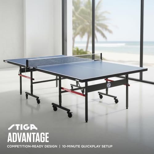 Image of STIGA Advantage Series Indoor Ping Pong Table, Foldable Table Tennis Table - 13, 15, 18, and 25mm Tabletops - Quickplay 10 Minute Assembly - Playback Mode - Recreational- to Tournament-Level