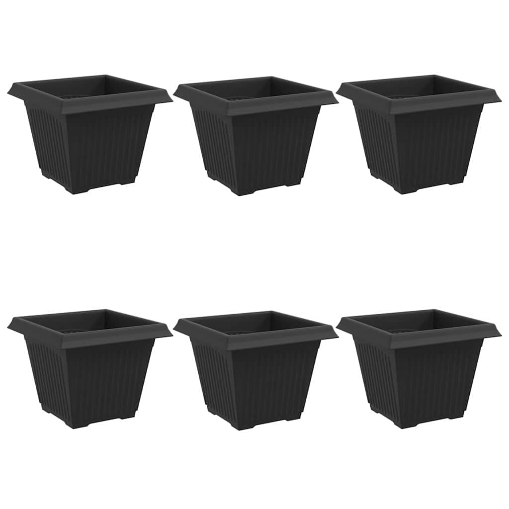 6er Set Quadratischer Blumentopf Schwarz 38x38x30 cm, Moderner Pflanzkübel aus Kunststoff für Außen und Innen, Wetterfester Pflanztopf für Garten Balkon und Terrasse