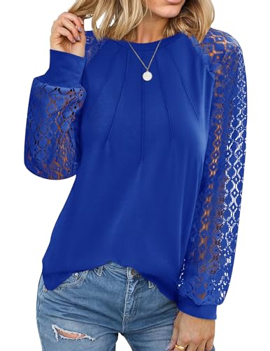 Image of HOTOUCH Women's Lace Long Sleeve Spring Dressy Casual Business Work Trendy Shirts