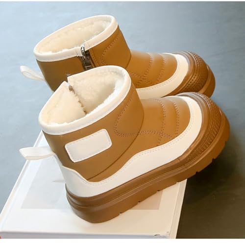 Rubber Leather Snow Booties For Toddler Baby Girls Boys Roller Shoes Boots Side Zipper Thick Chunky Soft Sole Shoes3