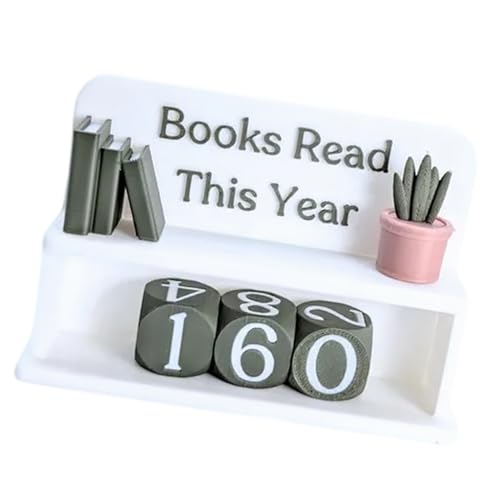 Contador de lectura de libros y rastreador de progreso anual con marcador de madera 2