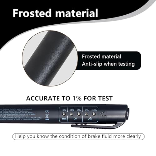 Fogfar 2 PCS Motor Brake Fluid Moisture Content Analysis Pen, LED Indicator Light Plug-Play Brake Oil Test Pen, Automobile Fault Diagnosis Instrument, Compatible with Cars, SUVs, Trailers (Black) - Thumbnail 6