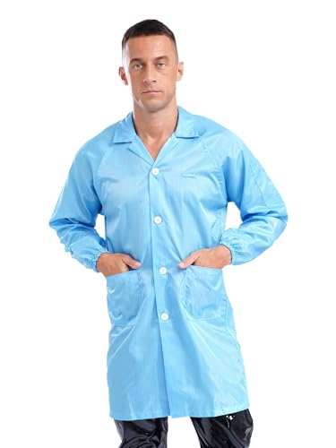Image of Lapel Lab Coat Science Jackets for Mens Unisex Long Sleave Non-disposable Workwear Uniform