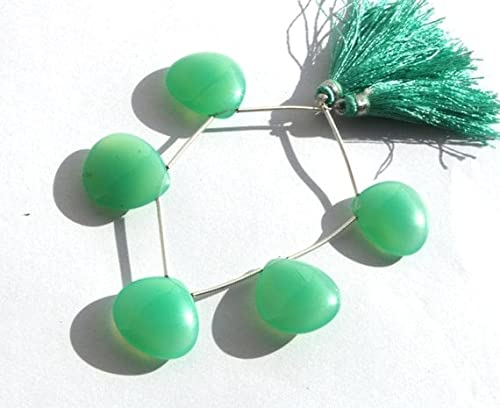 Chrysoprase briolette coeur 21x21mm pour création bijoux (2 pièces)