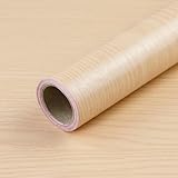 Uooar Wood Contact Paper 11.8″x78.7″ Light Wooden Peel and Stick Self-Adhesive Wallpaper Waterproof Removable Vinyl Film for Cabinets Countertops Furniture