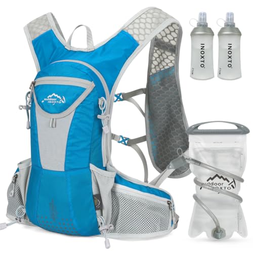 IX INOXTO Hydration Pack Backpack, Lightweight Water Backpack with 2L Hydration Bladder Daypack for Men Women,Running Hydration Vest for Trail Running Hiking Cycling Race Climbing (Blue)