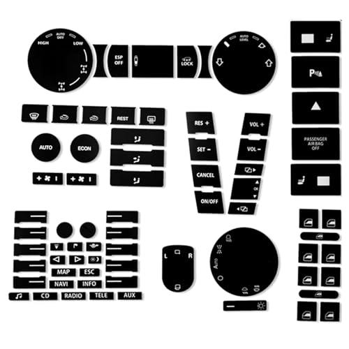 Kit réparation boutons Touareg 2005-2010 autocollants noirs mats