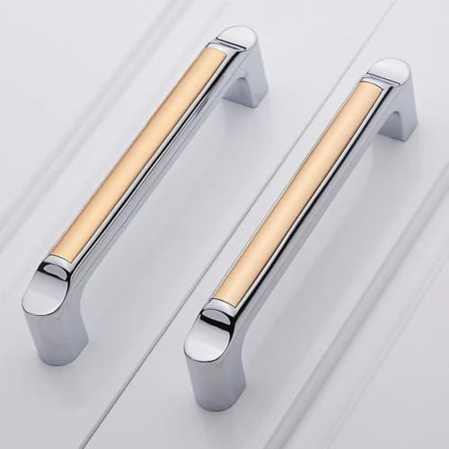 Image of HAORUN 6PCS Zinc Alloy Modern Cabinet Pulls 96mm Drawer Handles Hard Durable (Gold)
