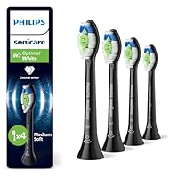 Philips Sonicare W2 Optimal White, Genuine Replacement Toothbrush Heads, Black, 4 Pack, HX6064/88