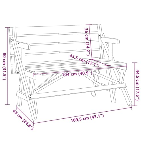 Mesa de picnic plegable de madera de abeto para disfrutar de tu jardín y terraza 3