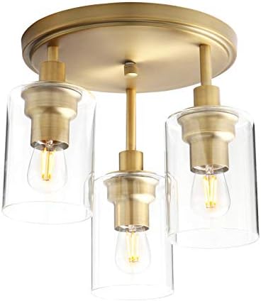 Yosoan Vintage 3 Way Ceiling Lights, Industrial Glass Pendant Light Fitting, Flush Lights for Living Room, Bedroom, Kitchen, Dining Room (Antique)