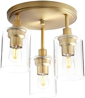 Yosoan Vintage 3 Way Ceiling Lights, Industrial Glass Pendant Light Fitting, Flush Lights for Living Room, Bedroom, Kitchen, Dining Room (Antique)