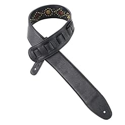 Walker And Williams GTR-20-BB Sedona Sangle rembourrée avec rivets et rivets Noir - Les Beatles, Paul McCartney, John Lennon, RIngo Starr, George Harrison Walker And Williams GTR-20-BB Sedona Sangle rembourrée avec rivets et rivets Noir – Image 7