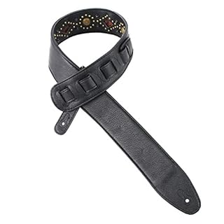 Walker And Williams GTR-20-BB Sedona Sangle rembourrée avec rivets et rivets Noir - Les Beatles, Paul McCartney, John Lennon, RIngo Starr, George Harrison Walker And Williams GTR-20-BB Sedona Sangle rembourrée avec rivets et rivets Noir – Image 7