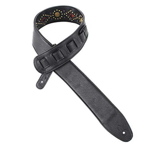 Walker And Williams GTR-20-BB Sedona Sangle rembourrée avec rivets et rivets Noir - Les Beatles, Paul McCartney, John Lennon, RIngo Starr, George Harrison Walker And Williams GTR-20-BB Sedona Sangle rembourrée avec rivets et rivets Noir – Image 8