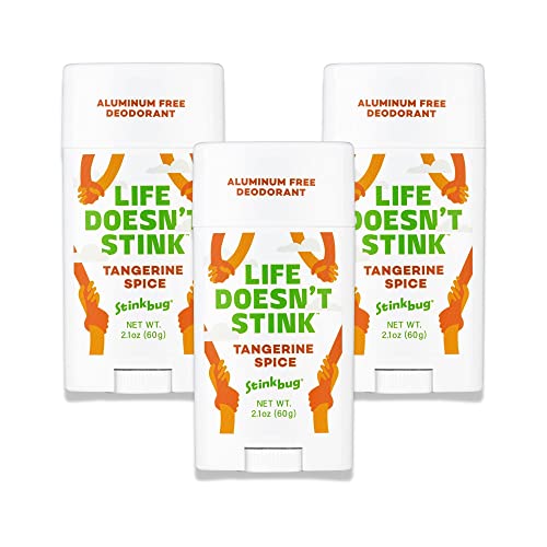 Natural Deodorant By Stinkbug, All Natural Deodorant with Coconut Oil and Natural Scents, Tangerine 3 Pack