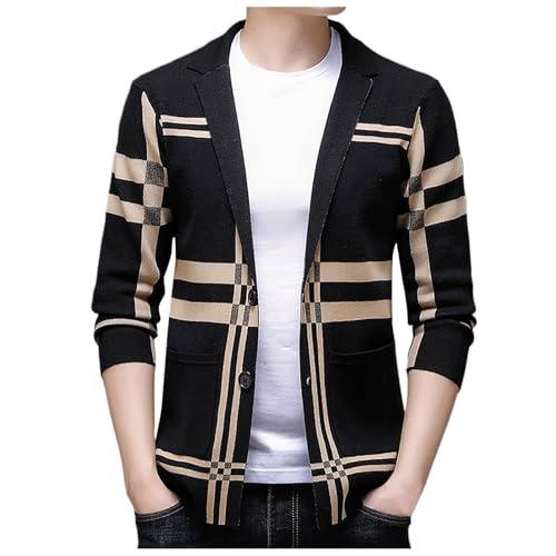 Chaqueta de punto de hombre con cuello chal y bolsillos funcionales