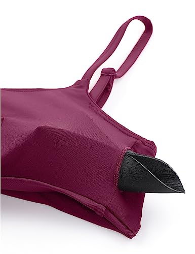 CRZ YOGA Womens Bikini Top A-C Adjustable Spaghetti Straps Bathing Suit Scoop Neck Padded Swimsuit Bra Fuchsia Large - Image 5