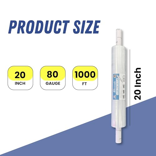 5Seconds Industrial Pallet Stretch Wrap 20” x 1000 Ft (2 Pack), 80 Gauge Clear Stretch Film, 400% Stretch, Self-Adhering Heavy Duty Plastic Shrink Wrap Clear Wrap with Handles for Moving & Shipping — view 2