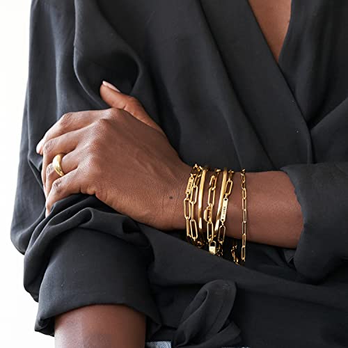 Oak&Luna - Personalized Ivy Name Link Chain Bracelet With Diamond/Sterling Silver / 18K Gold Plating - Dainty Custom Made Jewelry For Her Mom Wife Girlfriend (18K Gold Vermeil With Diamond) #TOP4