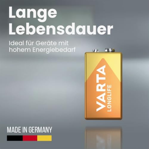 VARTA Batterien 9V Blockbatterie, 2 Stück, Longlife, Alkaline, Vorratspack, für Rauchmelder, Brand- & Feuermelder (Packung mit 2) – Ansicht 6