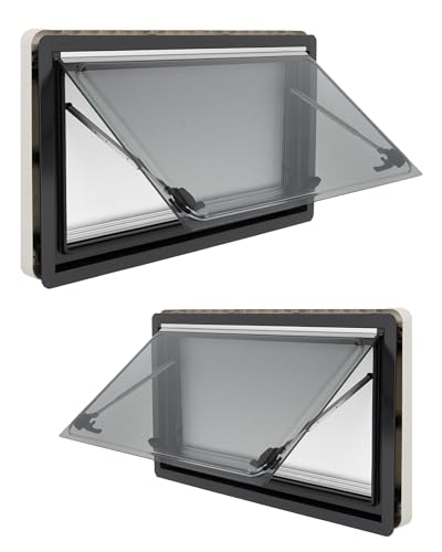Kit de 2 ventanas de autocaravana, 900 x 500 mm, ventanas de caravana de 70°, con mosquitera y estor E13, para caravanas, furgonetas