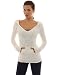 PattyBoutik Women's Hoodie Long Sleeve Open Stitch Sweater (Off-White S)