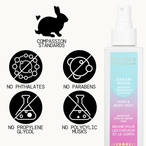 Image of Pacifica Hair Perfume & Body Fragrance Spray Mist - Dream Moon with Vanilla, Almond & Spices - Alcohol-Free, Vegan & Cruelty-Free, 6.5 oz