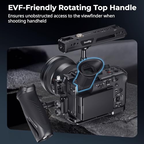 Image of SmallRig Rotating Top Handle with NATO Clamp, Lightweight NATO Top Handle for Camera Cage, Maximum Capacity 15KG, One-Key Rotation 360, with Cold Shoe Mount & 1 /4''-20 Threaded Holes - 4152
