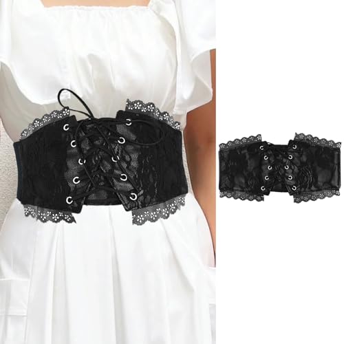 Elegant Lace Wide Belt Fashionable Women Waistband Stylish Waist Accessory for Daily Wear2